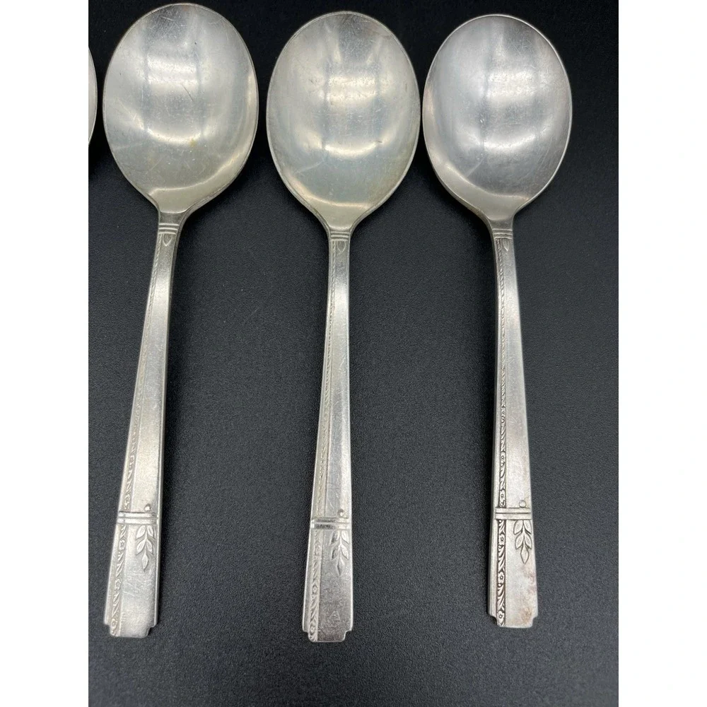 Soup Or Cream Spoon Set Silverplate Grenoble By Oneida Silver 5 Pieces